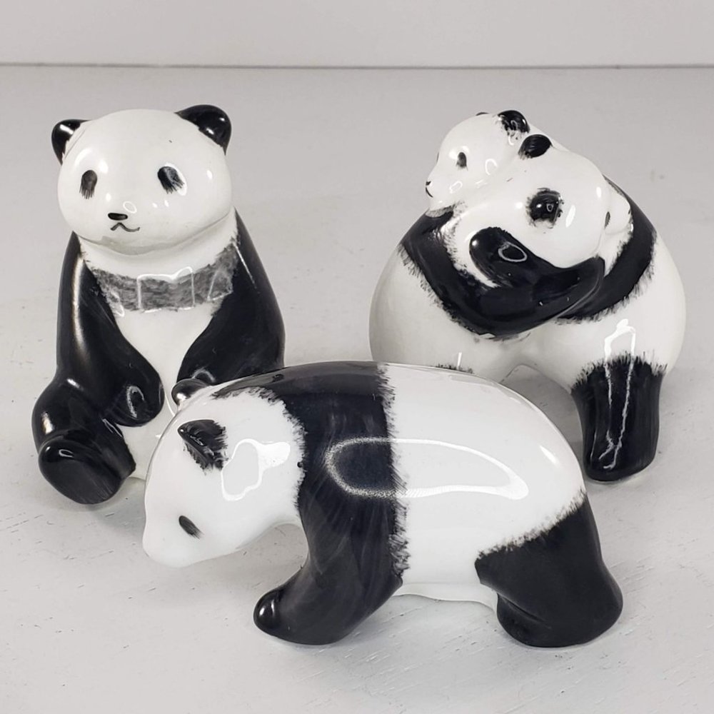 Fine Bone China Panda Bear Figurine Lot Hugging Taiwan